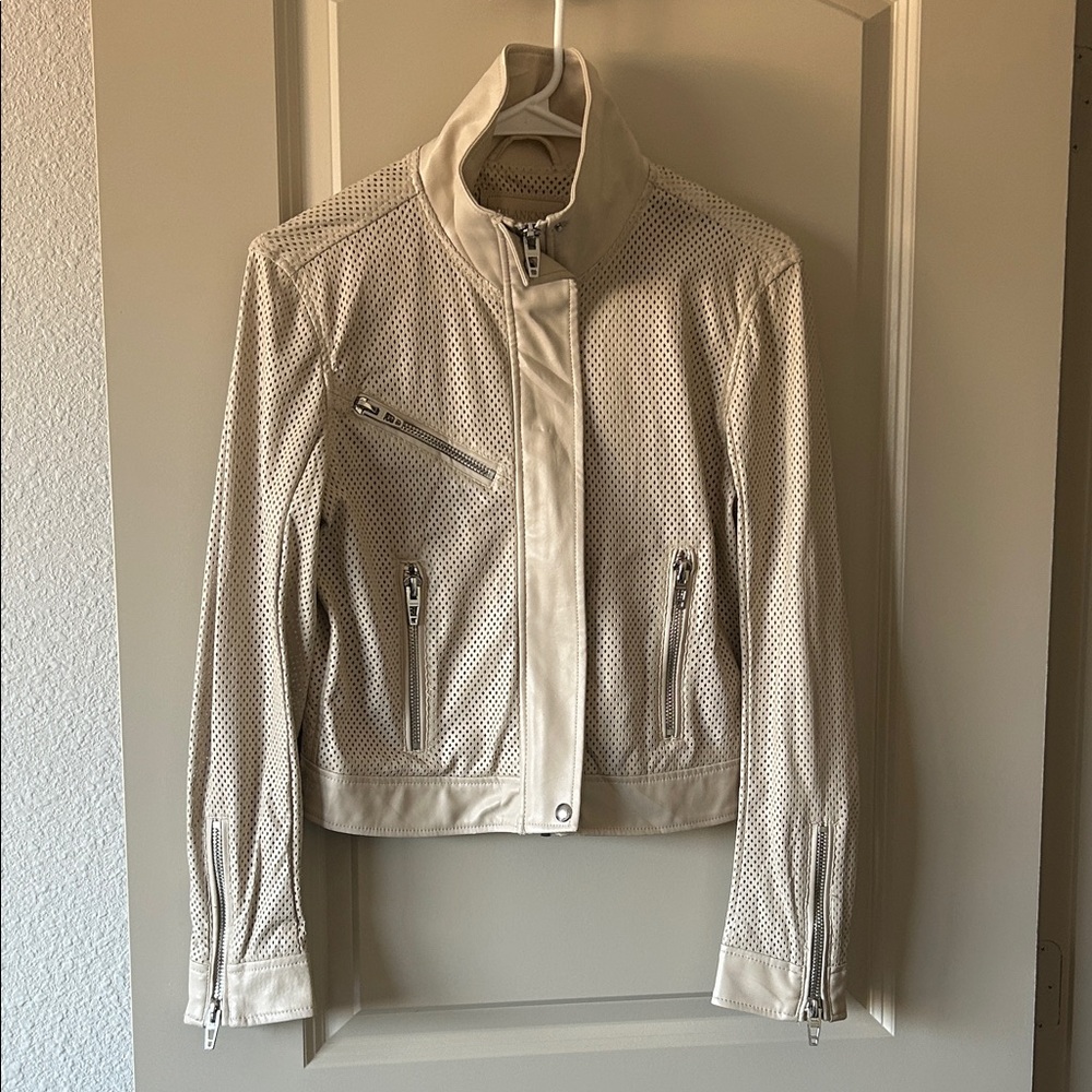 Women's Cream faux leather lJacket